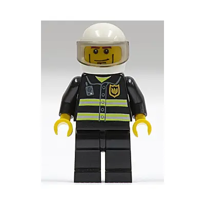  Fire - Reflective Stripes, Black Legs, White Standard Helmet, Cheek Lines