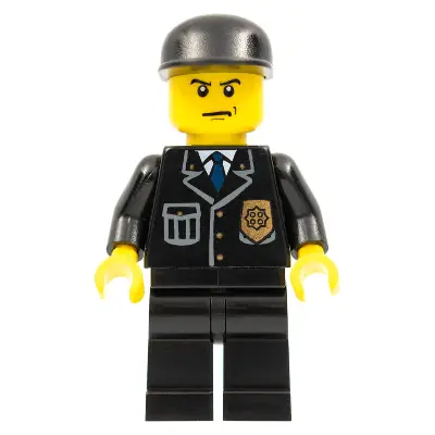  Police - City Suit with Blue Tie and Badge, Black Legs, Black Cap