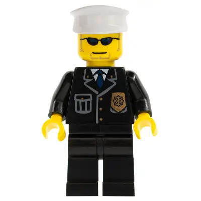  Police - City Suit with Blue Tie and Badge, Black Legs, Sunglasses, White Hat