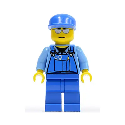  Overalls with Tools in Pocket Blue, Blue Cap, Silver Sunglasses