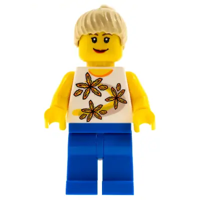  Yellow Flowers - Tan Ponytail, Blue Legs