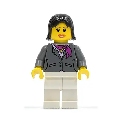  Dark Bluish Gray Jacket with Magenta Scarf, White Legs, Black Female Hair