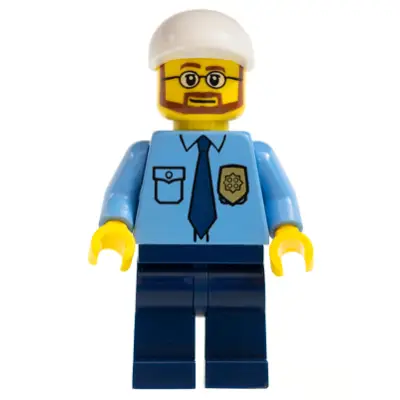  Police - City Shirt with Dark Blue Tie and Gold Badge, Dark Blue Legs, White Short Bill Cap