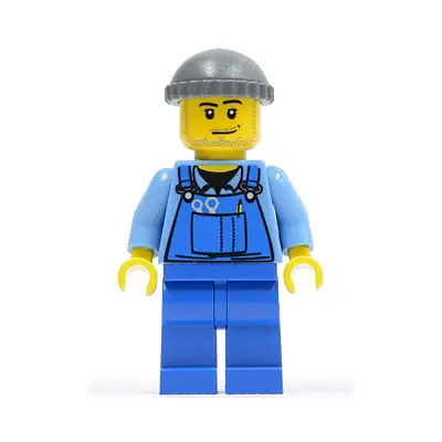  Overalls with Tools in Pocket Blue, Dark Bluish Gray Knit Cap