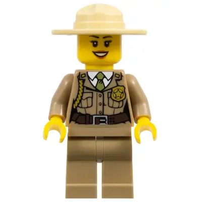  Forest Police - Dark Tan Jacket with Pockets, Gold Badge and Braid, Olive Green Tie, Dark Tan Legs, Campaign Hat