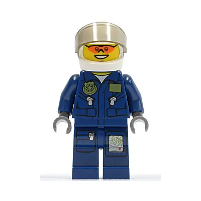  Forest Police - Helicopter Pilot, Dark Blue Flight Suit with Badge, Helmet