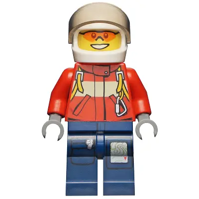  Fire - Pilot Male, Red Fire Suit with Carabiner, Dark Blue Legs with Map, White Helmet, Orange Sunglasses