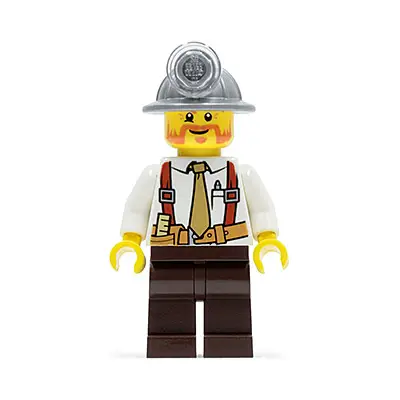  Miner - Shirt with Tie and Suspenders, Mining Helmet, Beard