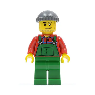  Overalls Farmer Green, Dark Bluish Gray Knit Cap