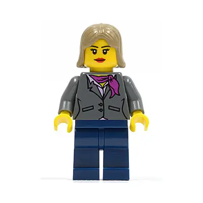  Dark Bluish Gray Jacket with Magenta Scarf, Dark Blue Legs, Dark Tan Female Hair