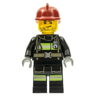  Fire - Reflective Stripes with Utility Belt, Dark Red Fire Helmet, Crooked Smile and Scar