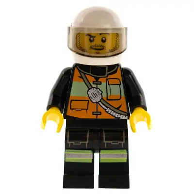  Fire - Reflective Stripe Vest with Pockets and Shoulder Strap, White Helmet