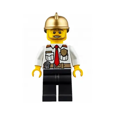  Fire Chief - White Shirt with Tie and Belt, Black Legs, Gold Fire Helmet