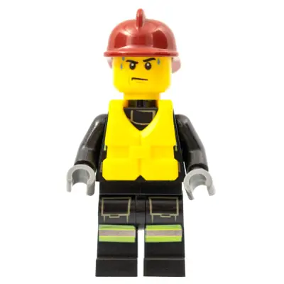  Fire - Reflective Stripes with Utility Belt, Dark Red Fire Helmet, Life Jacket Center Buckle