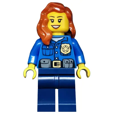  Police - City Officer, Gold Badge, Dark Orange Female Hair over Shoulder