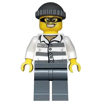  Police - Jail Prisoner 86753 Prison Stripes, Dark Bluish Gray Knit Cap, Mask