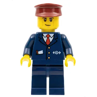  Dark Blue Suit with Train Logo, Dark Blue Legs, Dark Red Hat, Cheek Lines