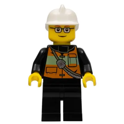  Fire - Reflective Stripe Vest with Pockets and Shoulder Strap, White Fire Helmet, Glasses