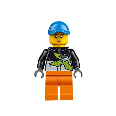  Xtreme Powerboat Driver, Female, Black Racing Jacket, Orange Legs, Blue Seamed Cap