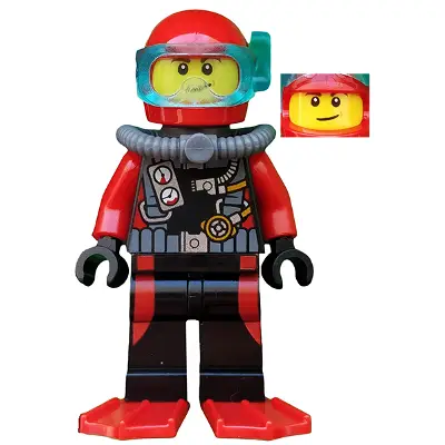  Scuba Diver, Male, Red Flippers