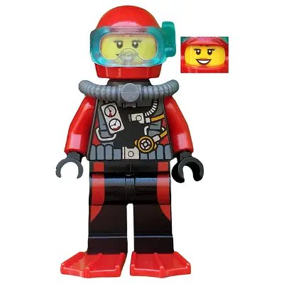  Scuba Diver, Female, Red Flippers