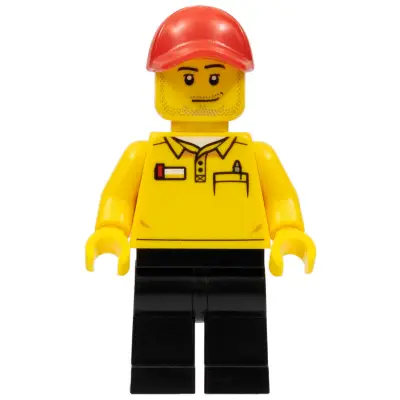  LEGO Store Driver, Black Legs, Red Cap with Hole