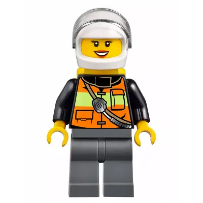  Fire - Reflective Stripe Vest with Pockets and Shoulder Strap, White Helmet, Yellow Air Tanks, Dark Orange Lips