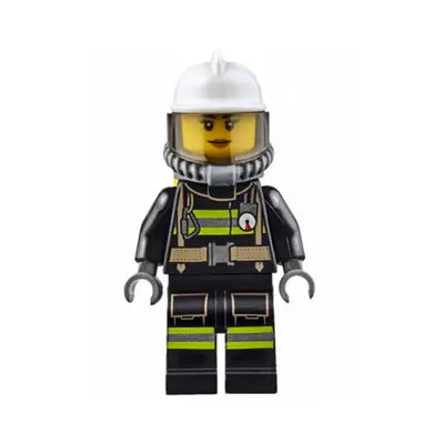  Fire - Reflective Stripes with Utility Belt, White Fire Helmet, Breathing Neck Gear with Air Tanks, Trans-Brown Visor, Nougat Lips Smile