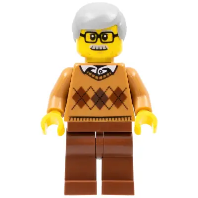  Grandfather - Medium Nougat Argyle Sweater, Light Bluish Gray Hair