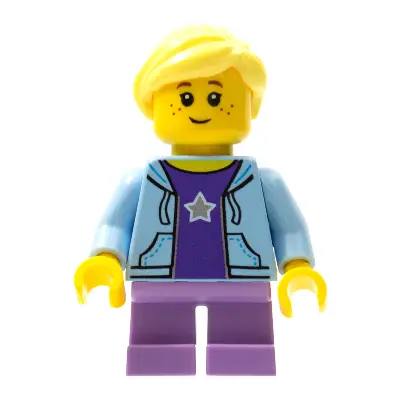  Girl, Bright Light Blue Hoodie, Medium Lavender Short Legs