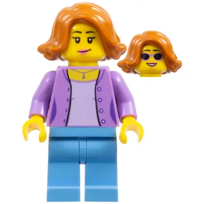  Medium Lavender Jacket over Lavender Shirt, Medium Blue Legs, Dark Orange Female Hair Short Swept Sideways