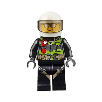  Fire - Reflective Stripes with Utility Belt and Flashlight, White Helmet, Trans-Brown Visor, Silver Sunglasses