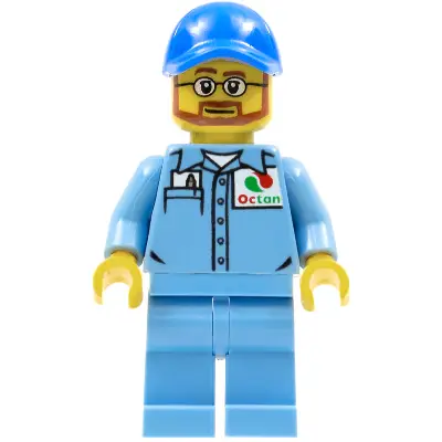  Medium Blue Uniform Shirt with Pocket and Octan Logo, Medium Blue Legs, Blue Cap with Hole