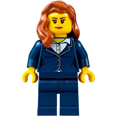  Businesswoman - Dark Blue Pants Suit, Nougat Lips, Dark Orange Female Hair over Shoulder