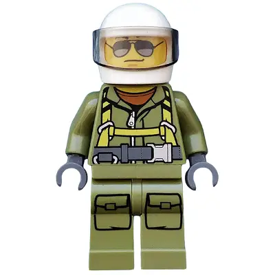  Volcano Explorer - Male Worker, Suit with Harness, White Helmet, Trans-Brown Visor, Sunglasses