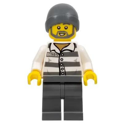  Police - Jail Prisoner 86753 Prison Stripes, Dark Bluish Gray Beanie