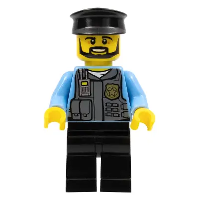  Police Officer, Black Cap and Legs, Beard
