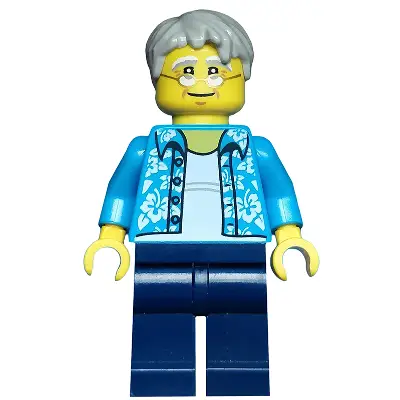  Beachgoer - Gray Male Hair, Glasses and Hawaiian Shirt
