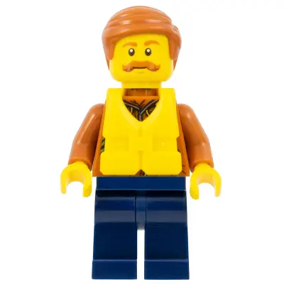  City Jungle Explorer - Dark Orange Jacket with Pouches, Dark Blue Legs, Dark Orange Smooth Hair, Life Jacket Center Buckle, Moustache