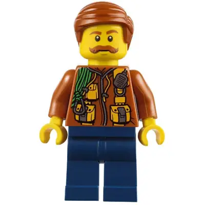  City Jungle Explorer - Dark Orange Jacket with Pouches, Dark Blue Legs, Dark Orange Smooth Hair, Moustache