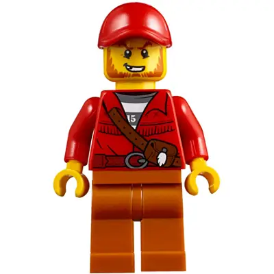  Mountain Police - Crook Male with Red Fringed Shirt with Strap and Pouch, Red Cap