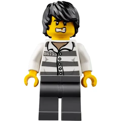  Mountain Police - Jail Prisoner 86753 Prison Stripes, Black Tousled Hair