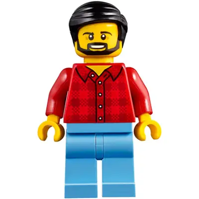  Camper - Male, Red Plaid Flannel Shirt, Medium Blue Legs, Black Smooth Hair