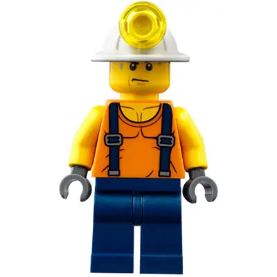  Miner - Shirt with Straps, Dark Blue Legs, Mining Helmet, Sweat Drops