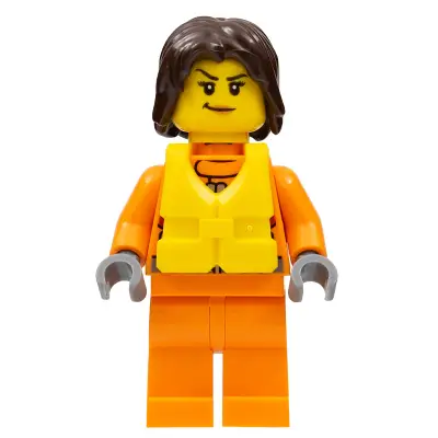  Coast Guard City - Female Rescuer, Dark Brown Hair with Life Jacket