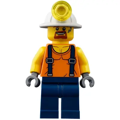  Miner - Shirt with Straps, Dark Blue Legs, Mining Helmet, Goatee and Moustache