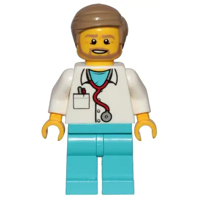 Doctor - Stethoscope, Medium Azure Legs, Dark Tan Smooth Hair, Beard