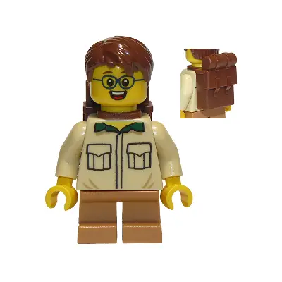  Camper, Male Child, Tan Shirt, Medium Nougat Short Legs, Glasses, Backpack