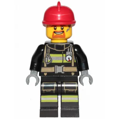  Fire - Reflective Stripes with Utility Belt, Red Fire Helmet, Goatee