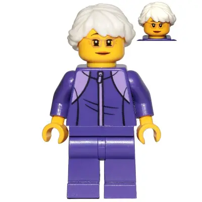  Grandmother - Dark Purple Tracksuit, White Hair, Glasses